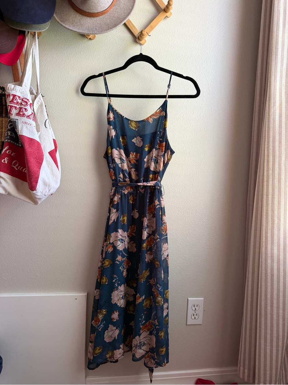 Forever 21 Teal Floral Midi Slip Dress